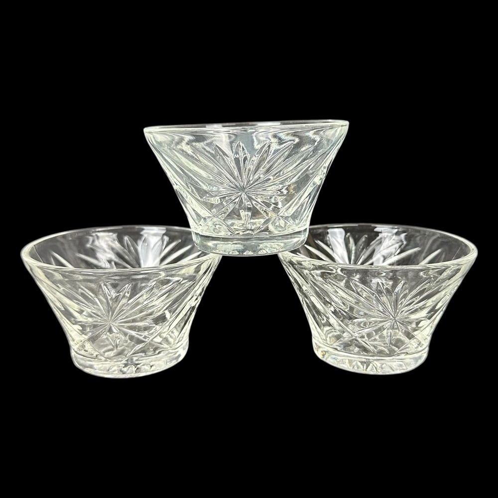 Vintage Anchor Hocking EAPC‎ Oatmeal Custard Sherbet Bowl SET OF 3 Clear Glass